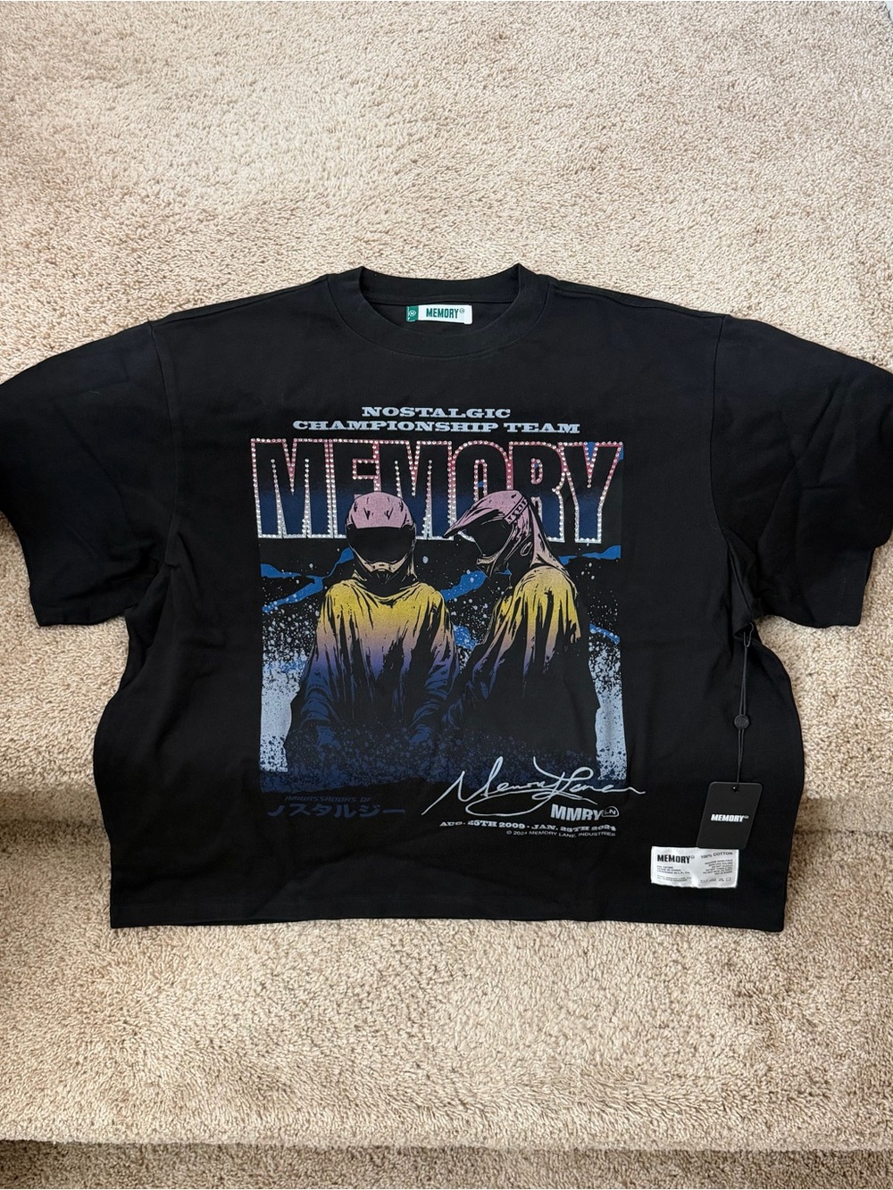 Memory Nostalgic Championship Team Black Graphic Tee